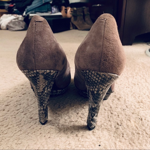 BCBGENERATION Peep Toe Snake Print Heels - Picture 3 of 5